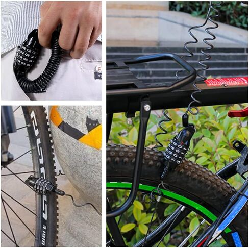 قفل دراجة أمان قابل لإعادة الضبط مكون من 4 أرقام، أسود، قفل مركب، مضاد للسرقة، قابل لإعادة الضبط in Kuwait