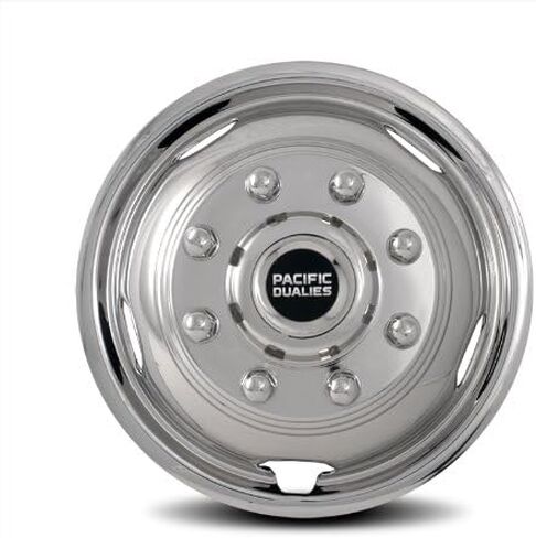 Pacific Dualies 30-2708 17 Inch Polished Stainless Steel Wheel Simulator Front-Axle Kit with 8 Lug and 5 Vent Hole for 2011-2014 Chevy GMC 3500 Truck in Kuwait