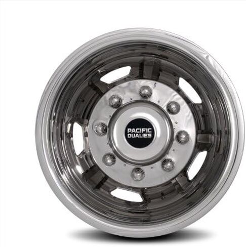 Pacific Dualies 30-2708 17 Inch Polished Stainless Steel Wheel Simulator Front-Axle Kit with 8 Lug and 5 Vent Hole for 2011-2014 Chevy GMC 3500 Truck in Kuwait