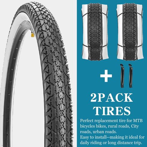 2 حزمة من إطارات دراجة الشاطئ مقاس 26 بوصة × 2.125 بوصة مع أو بدون أذرع إطارات قابلة للطي وإطارات بديلة مريحة للدراجة جدار أسود/جدار جانبي أبيض مع أو بدون أنابيب داخلية in Kuwait