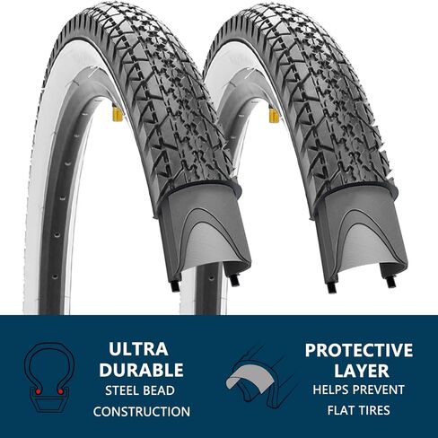 2 حزمة من إطارات دراجة الشاطئ مقاس 26 بوصة × 2.125 بوصة مع أو بدون أذرع إطارات قابلة للطي وإطارات بديلة مريحة للدراجة جدار أسود/جدار جانبي أبيض مع أو بدون أنابيب داخلية in Kuwait