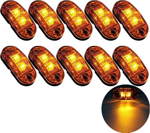 Vechkom 10X 2 LED أضواء العلامات الجانبية 12/ 24 فولت مقطورة الجانب مصباح تحذير الضوء الأصفر لشاحنة RV قافلة in Kuwait