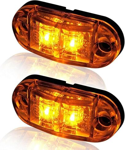 Vechkom 10X 2 LED أضواء العلامات الجانبية 12/ 24 فولت مقطورة الجانب مصباح تحذير الضوء الأصفر لشاحنة RV قافلة in Kuwait