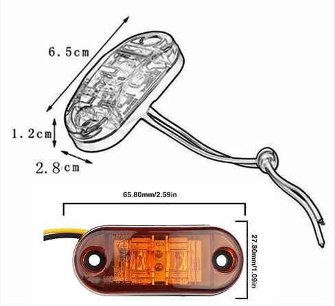 Vechkom 10X 2 LED أضواء العلامات الجانبية 12/ 24 فولت مقطورة الجانب مصباح تحذير الضوء الأصفر لشاحنة RV قافلة in Kuwait