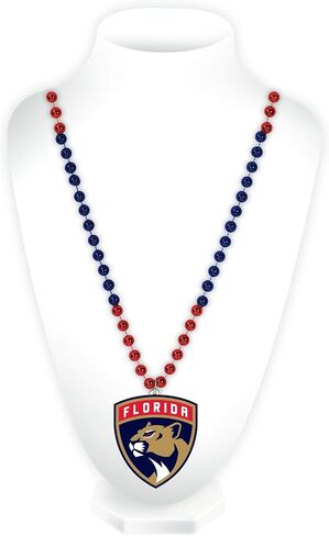 Rico Industries NHL Florida Panthers Team Logo Mardi Gras Style Beads، أزرق، 3 × 24- in Saudi Arabia