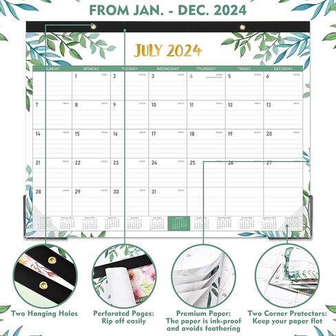 2024 Desk Calendar - Large Desk Calendar 2024, from January to December 2024, 22'' x 17'', Large Desk Calendar 2024 with Thick Paper, Large Blocks, Protect Corner in Saudi Arabia