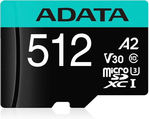 ADATA Premier Pro 512GB MicroSDXC/SDHC UHS-I U3 Class 10 V30S A2 Memory Card with SD Adapter - Waterproof, Shockproof, X-ray Proof, Magnet Proof and Temperature Resistant in Saudi Arabia