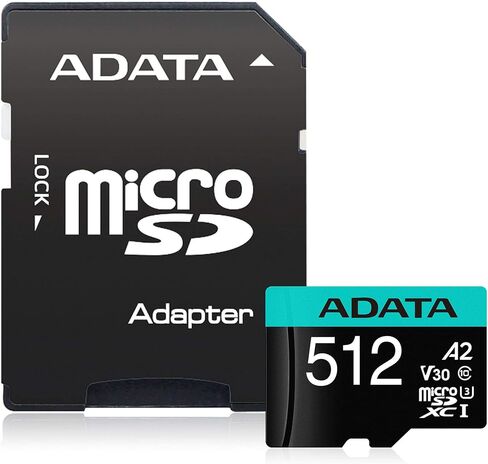ADATA Premier Pro 512GB MicroSDXC/SDHC UHS-I U3 Class 10 V30S A2 Memory Card with SD Adapter - Waterproof, Shockproof, X-ray Proof, Magnet Proof and Temperature Resistant in Saudi Arabia