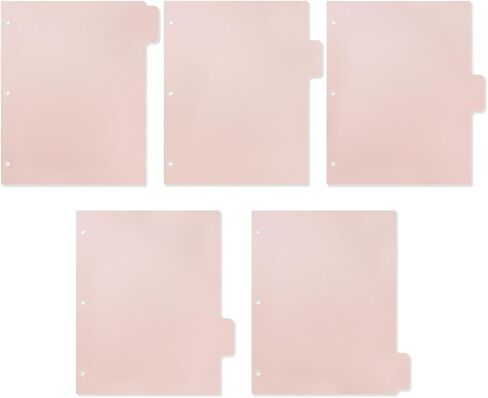 Buqoo 3-Ring Binder Plastic Divider Set Light Pink 5-Tab Dividers Sheet Protector Dividers Page Binder Insertable Index Dividers 3 Holes Punch Section Index Dividers for Letter Size Binder 5 Sheets in Saudi Arabia