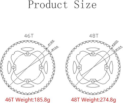 PROWHEEL سلسلة دائرية للدراجة العالمية، 104 مم BCD 42T/44T/46T/48T سلسلة دراجة واحدة من الصلب لـ 6 إلى 12 سرعة MTB، دراجة إلكترونية، دراجة قابلة للطي، دراجة الطريق، دراجة المدينة، BMX، دراجة الدهون، البضائع in Kuwait