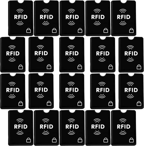 مجموعة SaiTech IT مكونة من 20 غطاء حجب RFID أفضل طريقة لحماية بطاقاتك من السرقة الإلكترونية، تصميم متين وخفيف الوزن وصغير الحجم ليناسب أي جيب أو محفظة (أسود) in Saudi Arabia
