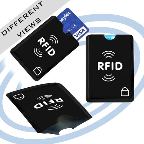مجموعة SaiTech IT مكونة من 20 غطاء حجب RFID أفضل طريقة لحماية بطاقاتك من السرقة الإلكترونية، تصميم متين وخفيف الوزن وصغير الحجم ليناسب أي جيب أو محفظة (أسود) in Saudi Arabia