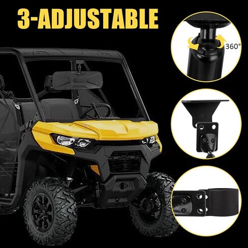 RANSOTO UTV Defender Center Rear View Mirror And 1.75"-2" Roll Bar Mount Compatible With Can-Am Defender HD 5/8/ 10/ MAX 8/ MAX 10 And Polaris RZR Can-Am Maverick Honda Pioneer Kawasaki Teryx in Saudi Arabia