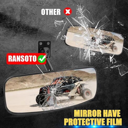 RANSOTO UTV Defender Center Rear View Mirror And 1.75"-2" Roll Bar Mount Compatible With Can-Am Defender HD 5/8/ 10/ MAX 8/ MAX 10 And Polaris RZR Can-Am Maverick Honda Pioneer Kawasaki Teryx in Saudi Arabia