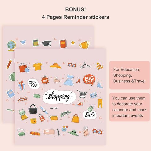 CAGIE Small Desk Calendar 2024 Standing Desk Calendar 2024 with Sticky Notes & Roulette, Cute Standing Flip Desktop Calendar 12 month with Stickers for Desk Home Office School, 9.5" x 7", Pink in Saudi Arabia