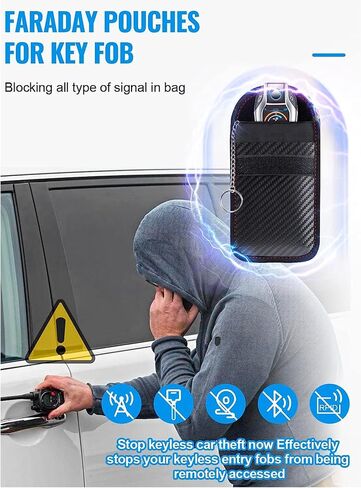 حقيبة فاراداي لمفتاح السيارة: حجب RFID، مضادة للسرقة، نسيج من ألياف الكربون. درع مزدوج الطبقة لحماية معززة in Saudi Arabia