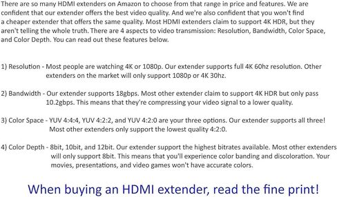 500ft D0LBY Vision 4K HDR HDbaseT 18GBPS طقم موسع HDMI طويل المدى للغاية 100 متر واحد CAT5e CAT6 CAT7 2.0B 4K @ 60hz YUV 4:4:4 HDR10 جهاز استقبال غير مضغوط IR RS232 HDCP2.2 CONTROL4 Savant in Kuwait