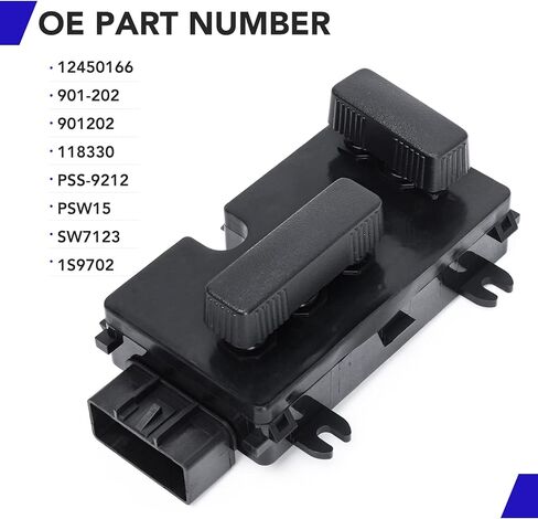 12450166 مفتاح مقعد الطاقة الأمامي الأيسر للسائق متوافق مع 99-07 GMC Sierra Yukon H2 Cadillac Escalade Chevy Avalanche Silverado Suburban Tahoe 8 Way Adjuster Recline Switch استبدال # 901-202 in Kuwait