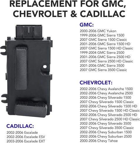 12450166 مفتاح مقعد الطاقة الأمامي الأيسر للسائق متوافق مع 99-07 GMC Sierra Yukon H2 Cadillac Escalade Chevy Avalanche Silverado Suburban Tahoe 8 Way Adjuster Recline Switch استبدال # 901-202 in Kuwait