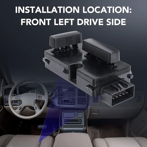 12450166 مفتاح مقعد الطاقة الأمامي الأيسر للسائق متوافق مع 99-07 GMC Sierra Yukon H2 Cadillac Escalade Chevy Avalanche Silverado Suburban Tahoe 8 Way Adjuster Recline Switch استبدال # 901-202 in Kuwait