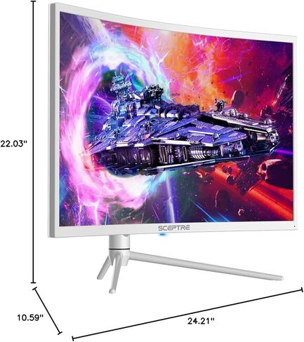 شاشة Scepter 27 بوصة منحنية Nebula White QHD 2K 2560 x 1440p حتى 165 هرتز 1 مللي ثانية HDR1000 99% sRGB مستشعر الإضاءة المحيطة، مصابيح خلفية مضيئة، مكبرات صوت مدمجة قابلة للتعديل (C275B-QWN168W) in Kuwait