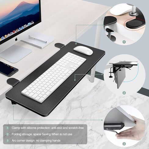 Vaydeer Ergonomic Desk Extender, 25.20×9.45'' Extra Large Foldable Adjustable Desk Extension for Improved Workspace Organization, Extra Desk Space for Home and Office, Easy to Install in Saudi Arabia