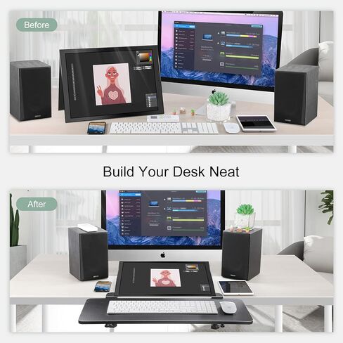 Vaydeer Ergonomic Desk Extender, 25.20×9.45'' Extra Large Foldable Adjustable Desk Extension for Improved Workspace Organization, Extra Desk Space for Home and Office, Easy to Install in Saudi Arabia