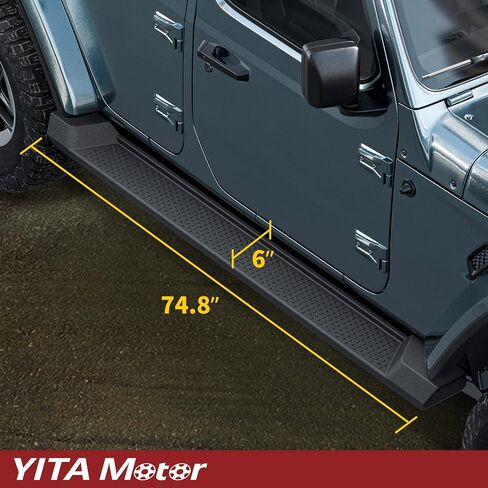 لوحات الجري YITAMOTOR متوافقة مع 2007-2018 Jeep Wrangler JK 4 أبواب، قضبان Nerf، خطوات جانبية سوداء (ليس لطراز JL) in Kuwait