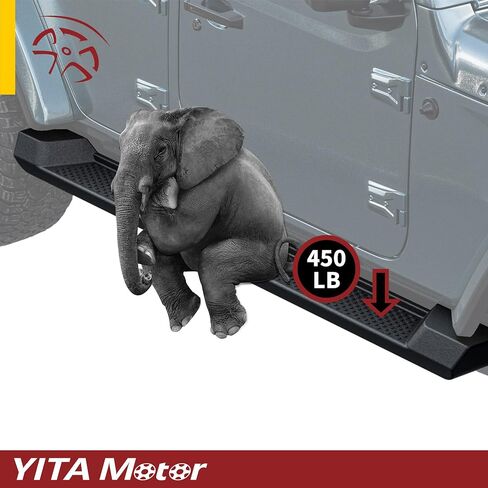 لوحات الجري YITAMOTOR متوافقة مع 2007-2018 Jeep Wrangler JK 4 أبواب، قضبان Nerf، خطوات جانبية سوداء (ليس لطراز JL) in Kuwait