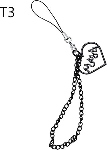 1Pc Black Mobile Phone Chain Pendant,Goth Y2K Phone Charm Pendant Kawaii-Key Chain for Bag Cute Accessory Women Guitar Strap Lanyard Beaded Keychain Pendant,Accessories in Saudi Arabia