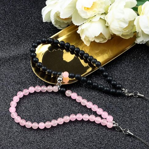 Distance Couples Phone Charm Cell Phone Lanyard Wrist Strap Natural Gem Stone Beaded Keychain for Him and Her in Saudi Arabia