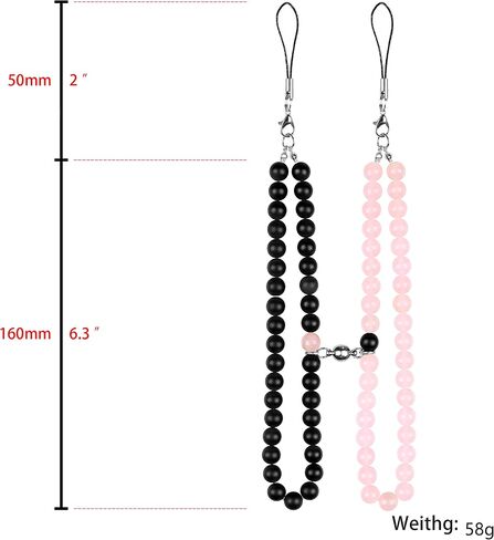 Distance Couples Phone Charm Cell Phone Lanyard Wrist Strap Natural Gem Stone Beaded Keychain for Him and Her in Saudi Arabia