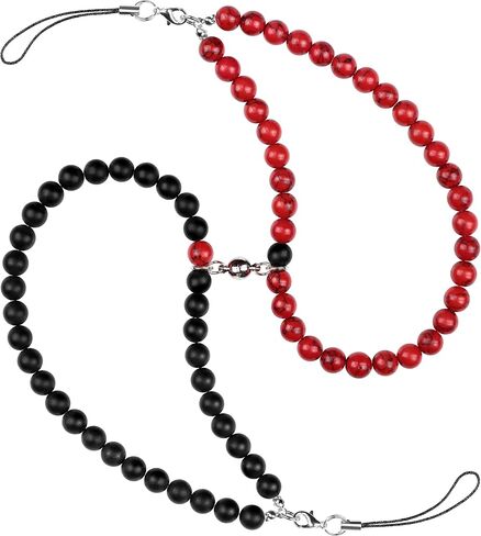 Distance Couples Phone Charm Cell Phone Lanyard Wrist Strap Natural Gem Stone Beaded Keychain for Him and Her in Saudi Arabia