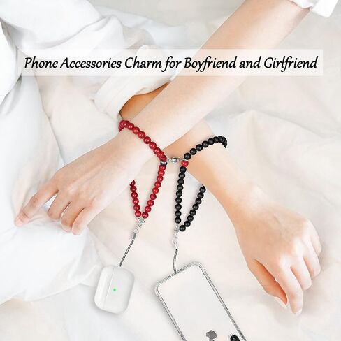 Distance Couples Phone Charm Cell Phone Lanyard Wrist Strap Natural Gem Stone Beaded Keychain for Him and Her in Saudi Arabia