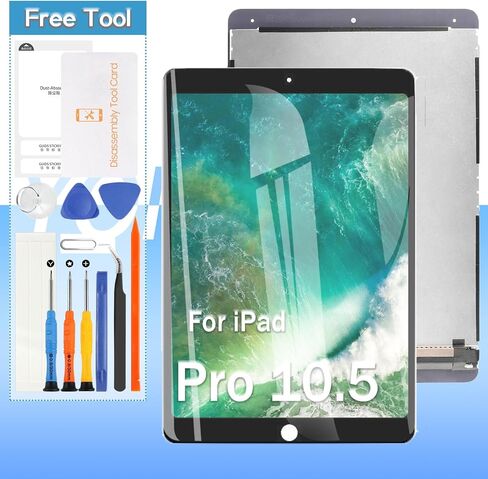 Screen Replacement for iPad Pro 10.5 2017 A1701 A1709 A1852 LCD Screen Display Replacement - 10.5'' | Black | Includes Opening Tools & Screen Protector in Kuwait