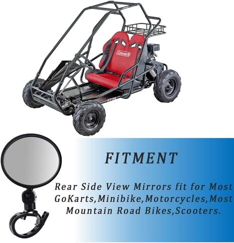 Go Kart Mirrors Side Rear View Mirror for Coleman KT196, Trail Master,Universal fit 1/2''-1.37'' Diameter Handle bar, 2pcs Left and Right Adjustable 360 Degree Rotatable Convex Mirrors in Saudi Arabia