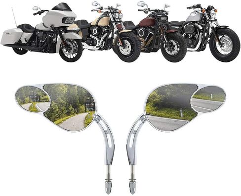 Harley Split Vision Mirrors/Rearview Mirrors Fits for Harley Davidson Touring Road King Street Electra Glide Ultra Classic FLHTCU Fat Boy Sport Glide XG750 XG500 Sportster（Chrome ） in Kuwait