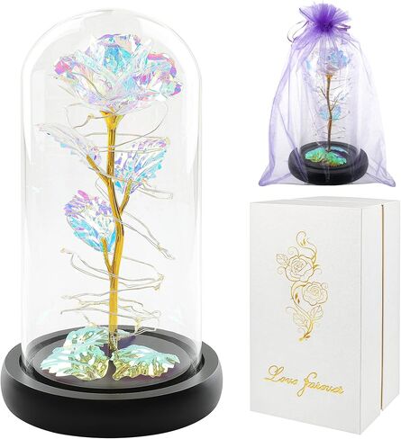 هدايا عيد الحب للأم، هدايا عيد ميلاد للنساء، هدايا زهور الورد لها، هدايا زهور صناعية ملونة، هدية زهور الورد المضيئة، وردة قوس قزح في قبة زجاجية، هدايا للزوجة، الذكرى السنوية in Kuwait