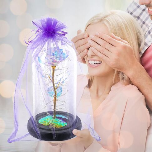 هدايا عيد الحب للأم، هدايا عيد ميلاد للنساء، هدايا زهور الورد لها، هدايا زهور صناعية ملونة، هدية زهور الورد المضيئة، وردة قوس قزح في قبة زجاجية، هدايا للزوجة، الذكرى السنوية in Kuwait