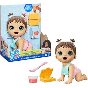 Baby Alive Lil Snacks Doll, Eats and Poops, Snack-Themed 8-Inch Baby Doll, Snack Box Mold, Toy for Kids Ages 3 and Up, Brown Hair