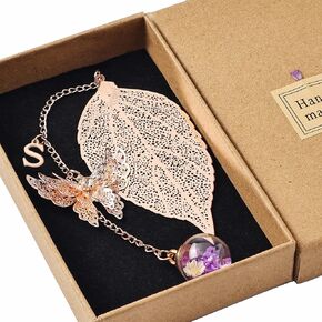 Snycler Personalized Initial H Metal Leaf Bookmark - Rose Gold, Elegant Reading Helper, Beautiful Decorative Gift for Readers, Moms, Teachers & Friends