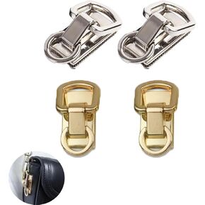 4 Pack Purse Side Clip Buckle Suspension Clasp Premium Full Metal Screw Mount Connector with Dual Hooks for Handbag Chain Strap Handle Crossbody Shoulder Wallet DIY Leather Bag Hardware Crafts