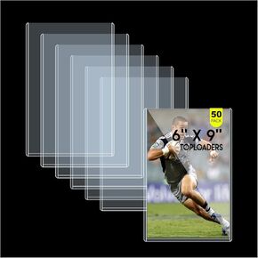 6x9 Toploaders 50ct - Ultra Durable Card Protectors for Trading Cards, Photos & Collectibles - Crystal Clear PVC, Archival-Safe, Fit 6x9 Inch Sheets