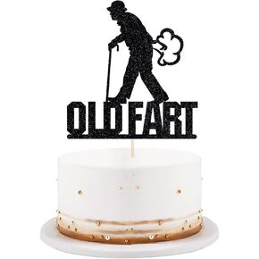 Black Flash Old Vart Birthday Cake Topper Man Husty Prans and Old Woman Happy Birthday Cake Topper Funder Happy Happy Birthday Cake Decoration مناسبة للرجال/الآباء/الأجداد (Black2)