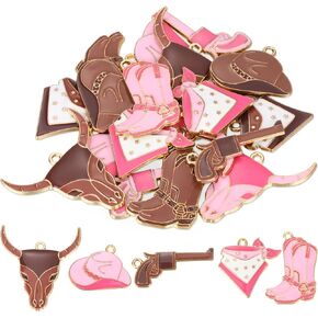 20 Pieces Cowboy Boot Charms for Jewerly Making,Mixed Enamel Western Cowboy Charms Cowgirl Boot Hat Pendant Crafts Supplies for DIY Necklace Bracelet Making Craft Supplies