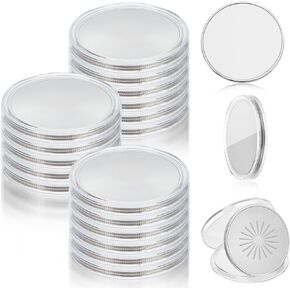WEBEEDY 20pcs Blank Challenge Coin Metal Stamping Sublimation Blanks Bulk 40mm Engraving Round Tags Threaded Edged Coin with Acrylic Protection Box for Valentine's Day Anniversary, Silver
