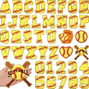 Chunyin 40 PCS Baseball Iron on Patches Chenille Letters Numbers Sports Morts Fabric Fabriced Letter Letter على بقع لإصلاح الملابس هدايا Party Party