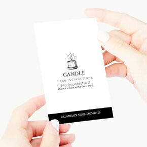 200 pack - Premium Handmade Candle Care Instruction Cards White Black 2x3.5 in, Small Business | Soy Bees Wax Melt, Candle Makers, Making Supplies Kit Set, Containers, Jars, Package