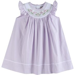 Lil cactus Pretty Pink Easter Bunny Smocked Bishop Dress, 12-18 Months
