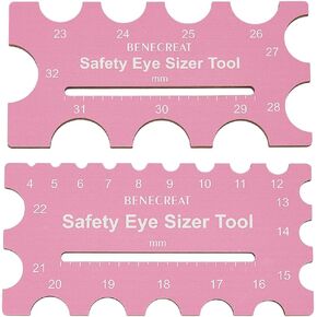 BENECREAT 2Pcs Wood Safety Eyes Sizer Tool, 4~32mm Burlywood Eye Measuring Ruler, Plush Bear Eye Installation, Doll Crochet Tool, DIY Craft Tool Set